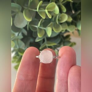 Bomb Party Sterling Club Size 6 Rose Quartz Cubic Zirconia ring